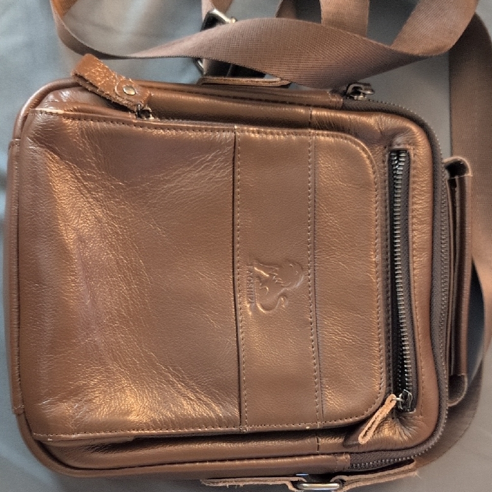 Men's Brown Leather Crossbody Bag - Classic Casual Shoulder Bag